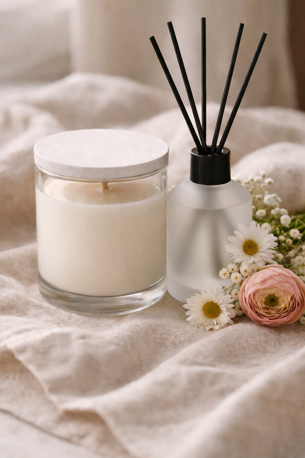Clean Cotton Home Bundle – 30cl Candle + Diffuser + Free Wax Melts